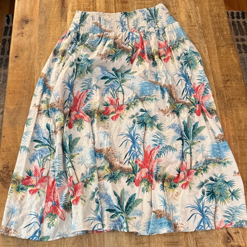 C&C California Tropical Print Women's linen rayon blend Skirt set NWT LARGE - Picture 5 of 11